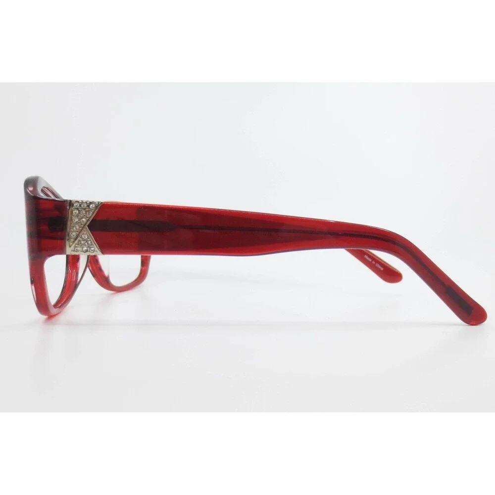 Solvari Sydney 2 Burgundy Red Striped Rhinestone Eyeglass Frames 58-16-134 39730